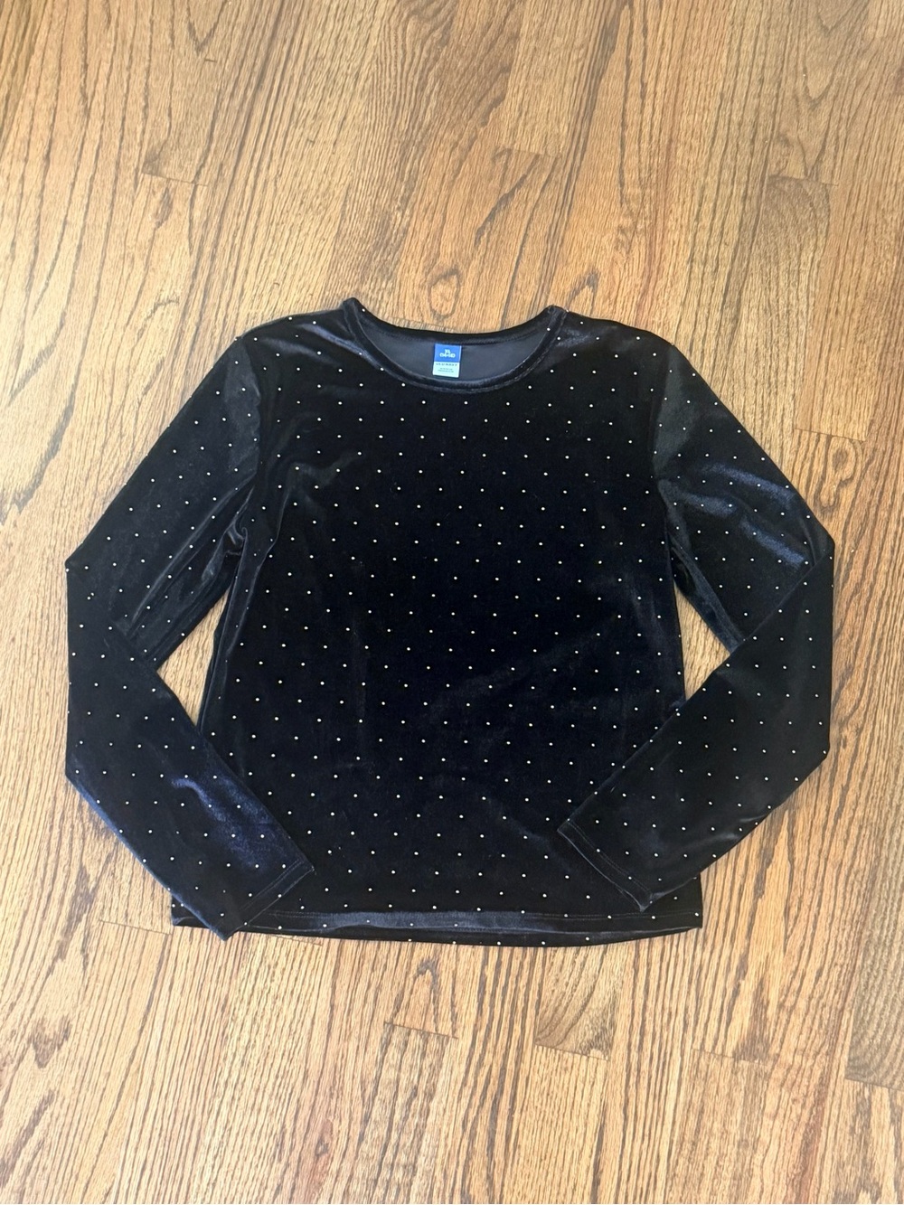 Old Navy Girls Black Velvet Top Glod Dots- Size XL 14-16